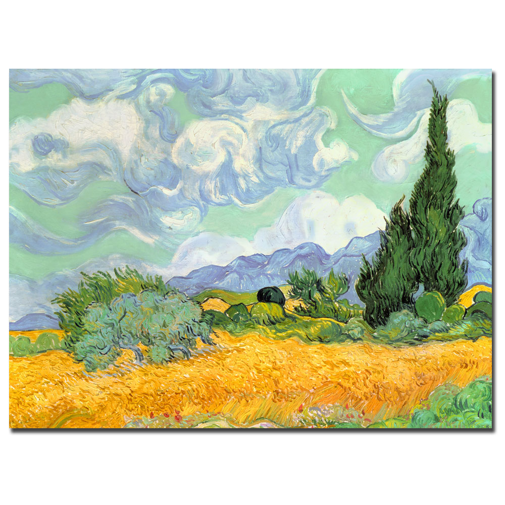 Wheatfield with Cypresses 1889-Vincent Van Gogh oil on canvas - Click Image to Close